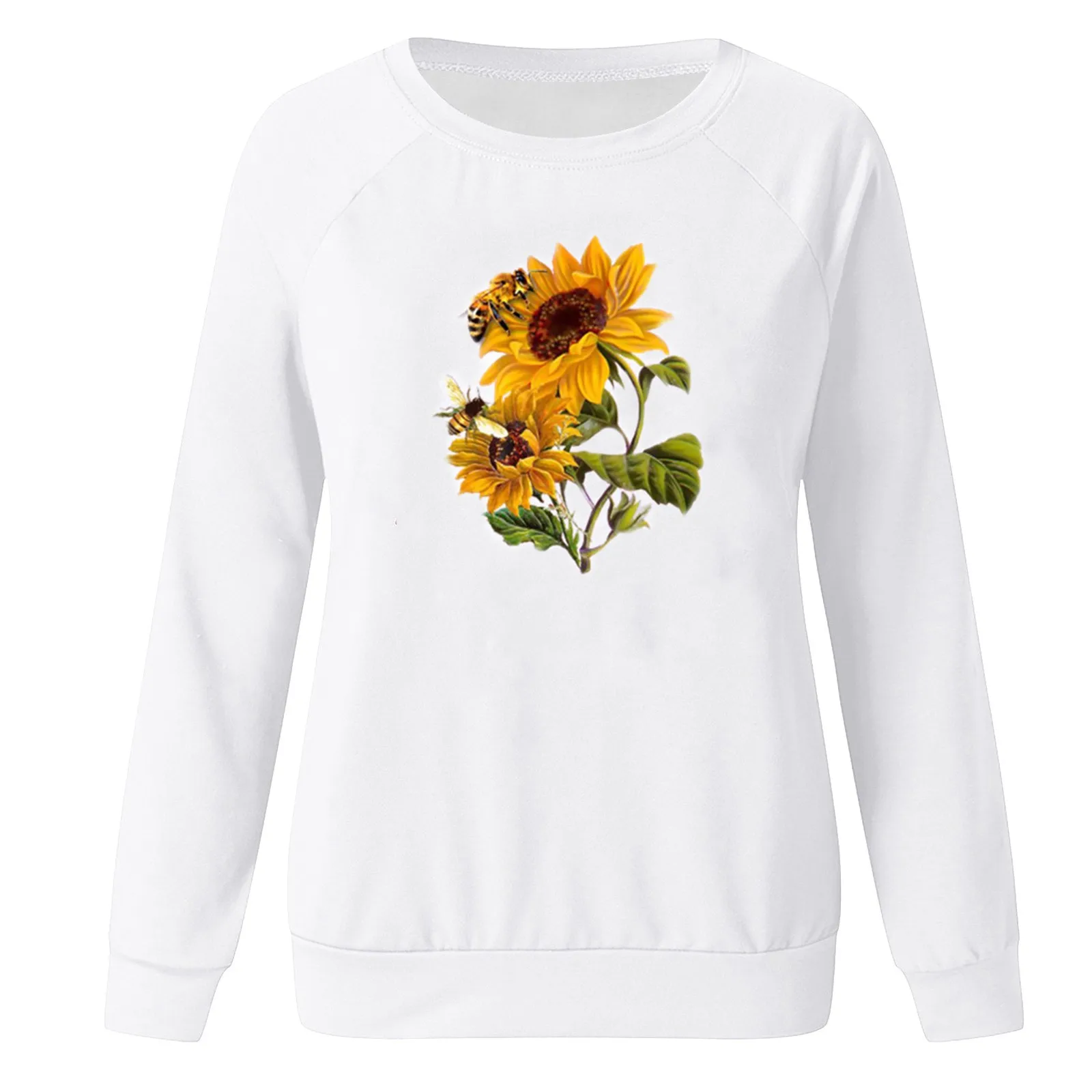 59# Autumn Winter Women Sweatershirt Flower Print Casual Printing Long Sleeve Sweatshirt Oversized Pullover Tops Blouse Femme