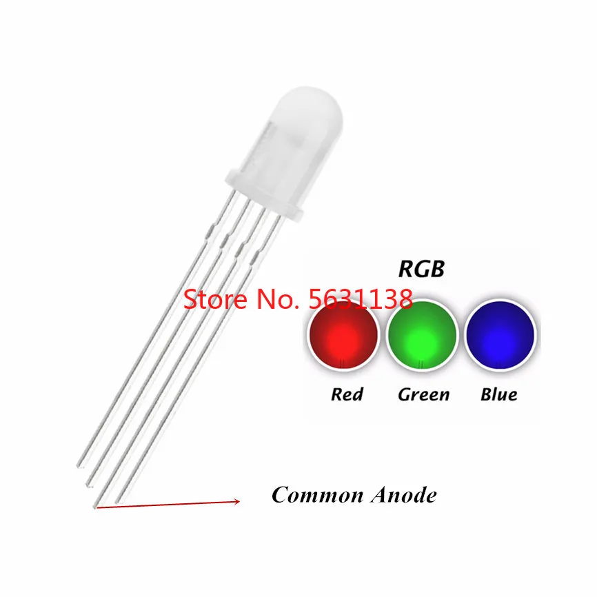 50 шт. 5 мм RGB светодиодный светоизлучающий диодный рассеянный красный зеленый