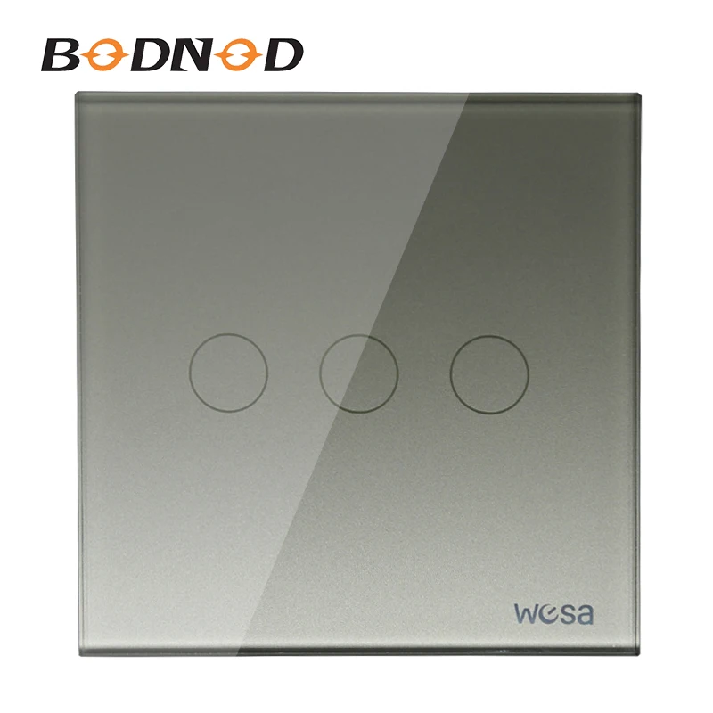 Настенный сенсорный выключатель из закаленного стекла 3 Gang 1 Way | Обустройство