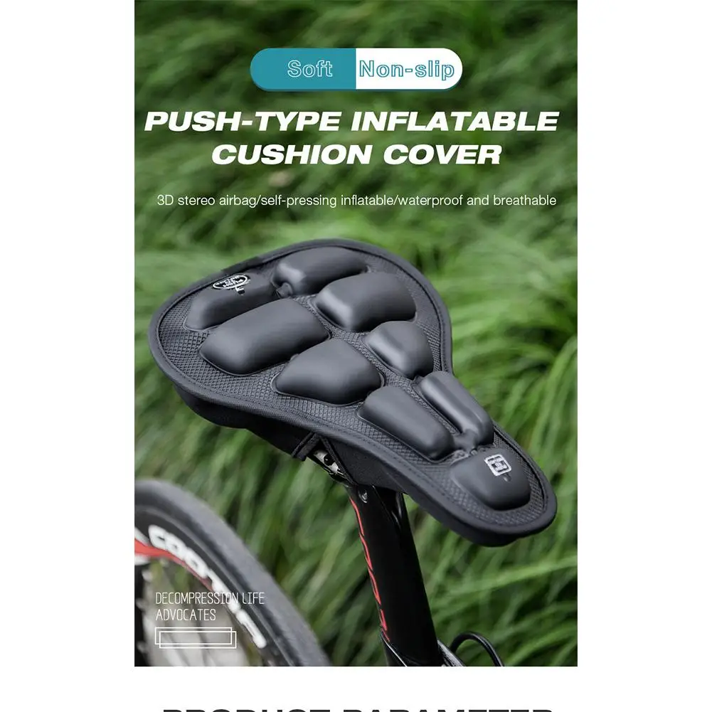 

3d Надувное седло для велосипеда, 1 шт., губка, амортизирующая Подушка, коврик для велосипедного сиденья, удобный толстый дышащий велосипедны...