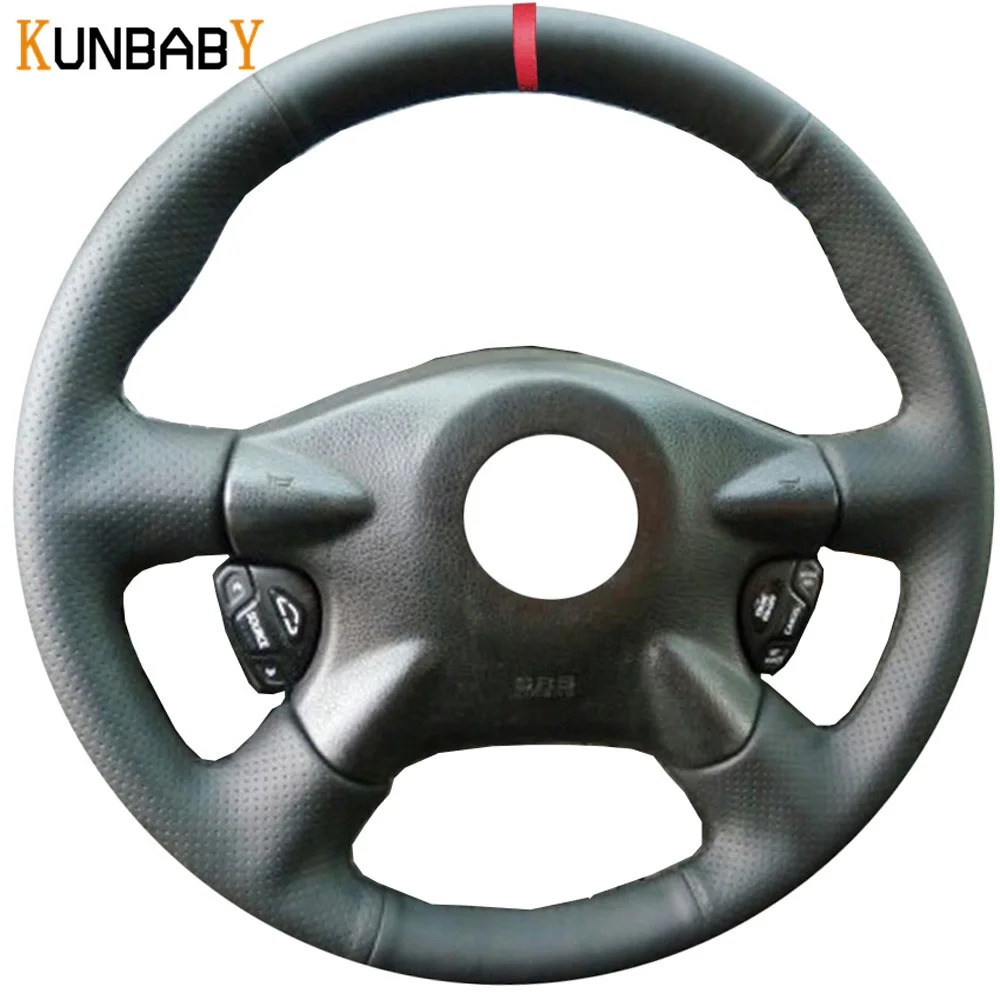 KUNBABY кожаный чехол рулевого колеса автомобиля Красный Маркер сверху для Nissan Almera