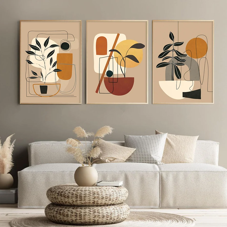 

Современный абстрактный верблюд цвет натюрморт лист Бохо Печать на холсте картины на стене художественные плакаты картины для спальни дом...