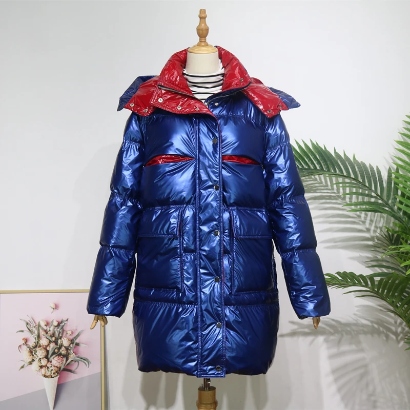 Женский длинный пуховик на белом утином пуху теплая водонепроницаемая парка с