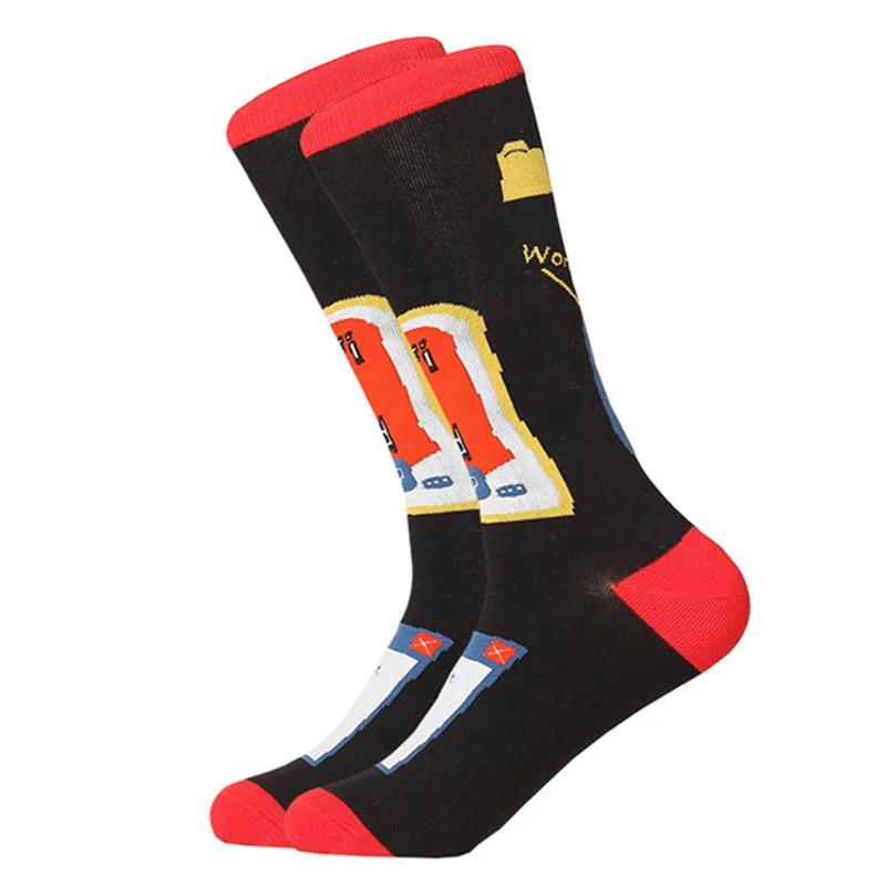 LETSBUY/1 пара, хлопковые мужские носки, Harajuku, цветные, Веселый день, медведь, рыба, длинные, теплые, нарядные носки для мужчин, для свадьбы, Рождества - Цвет: 1739C