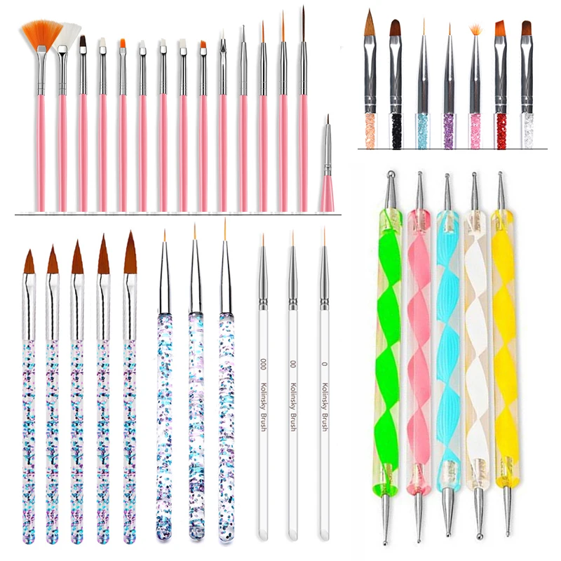 

1Set Nail Art Brushes Set for Gel Polish UV Dotting Painting Drawing Pen Nail Brush Tips for Beauty Manicure Nails Accessoires