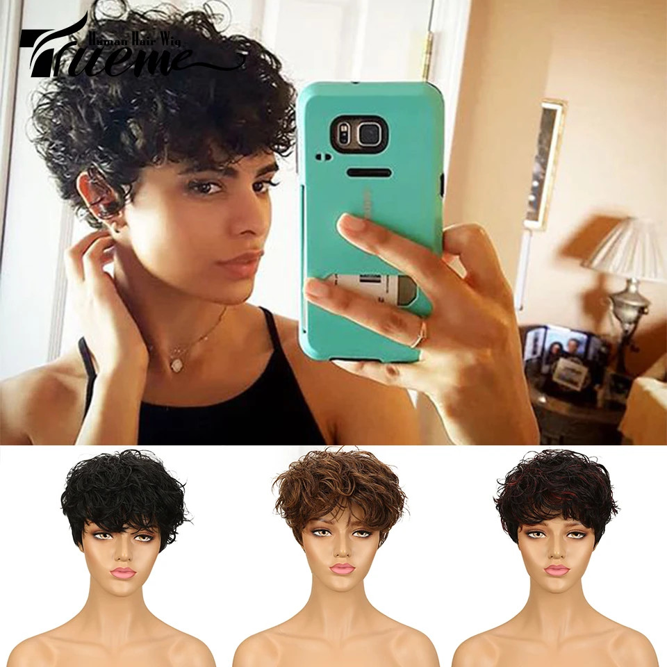 Trueme бразильский парик с вырезами фея красный синий Омбре волнистые волосы Реми