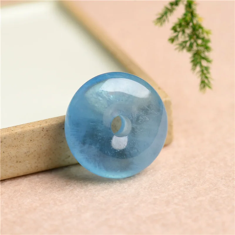 Подлинный натуральный синий Аквамариновый круглый кулон 21x7 мм Хрустальный