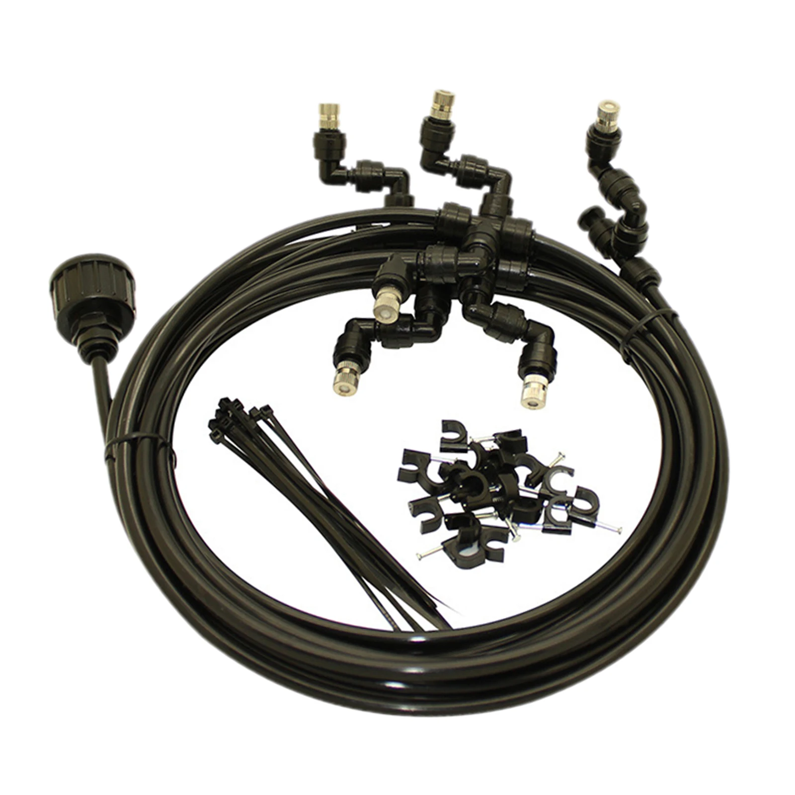 

Low Pressure Water Spray Hose Sprinkler Nozzle Cooling System Set 6m, Easy to install (Black Color)