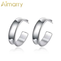 aimarry 925 sterling silver 3mm smooth circle opening earrings for women charm party birthday gifts wedding fashion jewelry