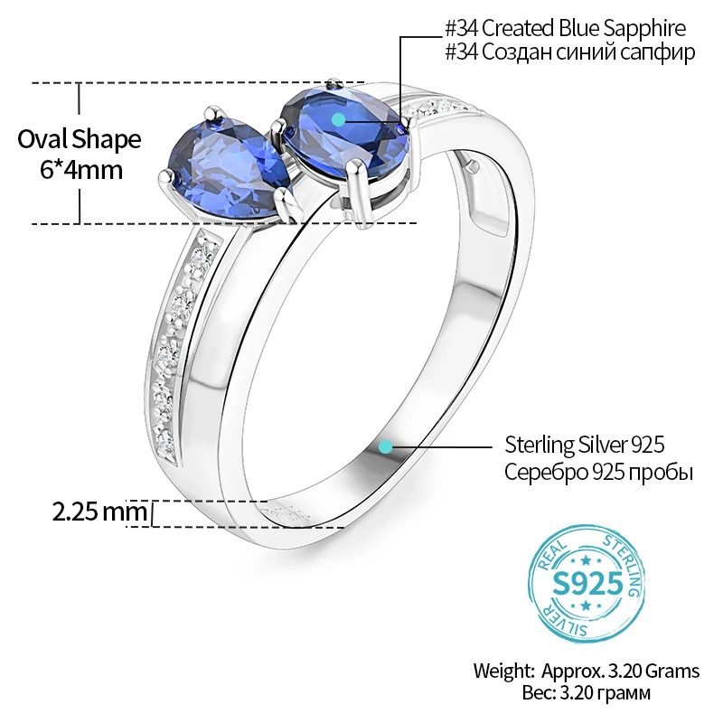 Обручальное кольцо унисекс с синим сапфировым серебром для влюбленных