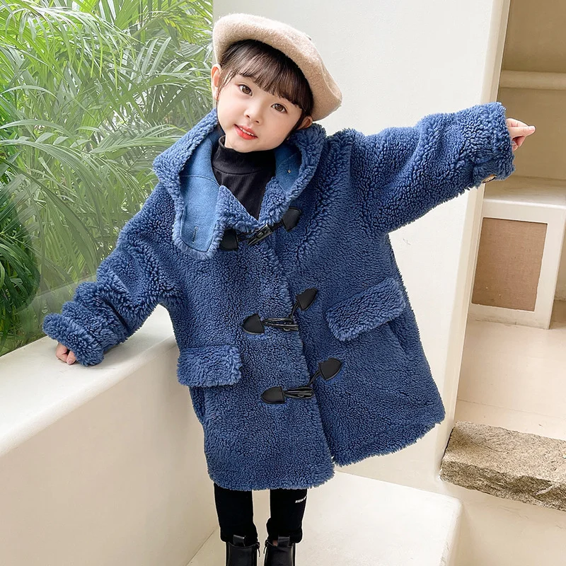 Girls Kids Coat Jacket Outwear 2021 Beautiful Warm Plus Thicken Velvet Winter Top Cotton School Overcoat Children's Clothing