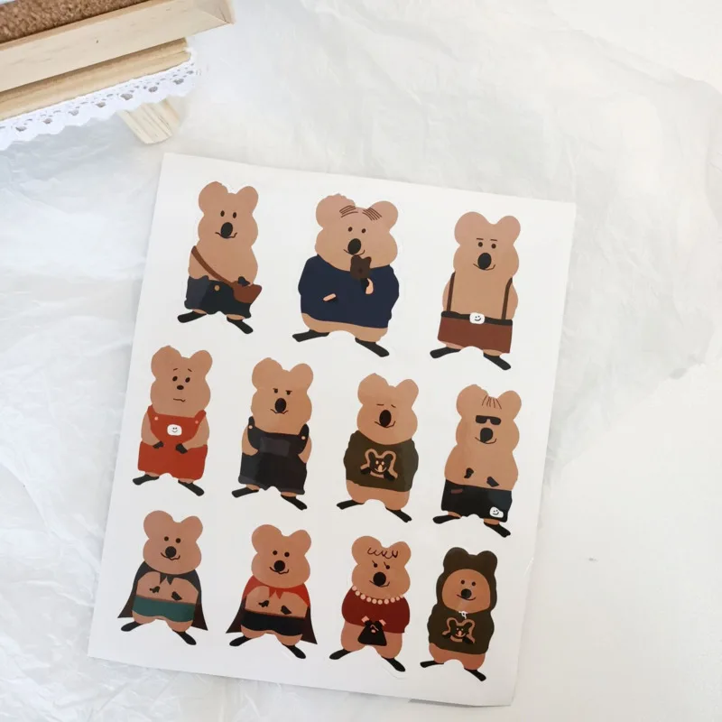 Милые водонепроницаемые наклейки в Корейском стиле с изображением кота медведя