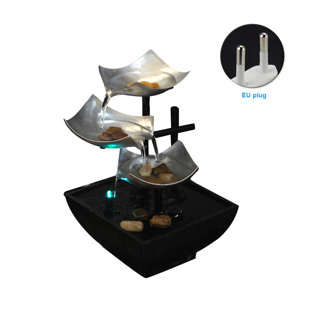

Indoor Office 3 Tier FengShui Gift Home Decor Relaxation Deep Basin Meditation Mini Waterfall Living Room Tabletop Fountain