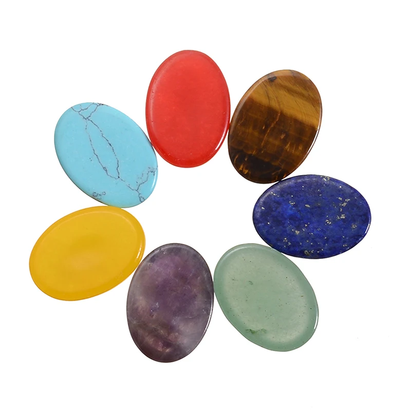 Набор из 7 цветов чакры гравированный кварц для лечения кристаллический камень