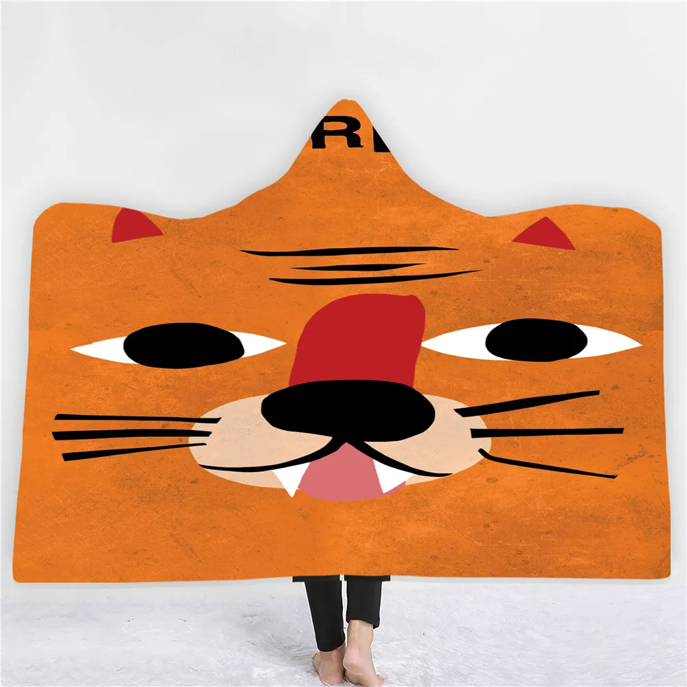 Одеяло с капюшоном и принтом животных ручная роспись мультяшный тигр корова змея