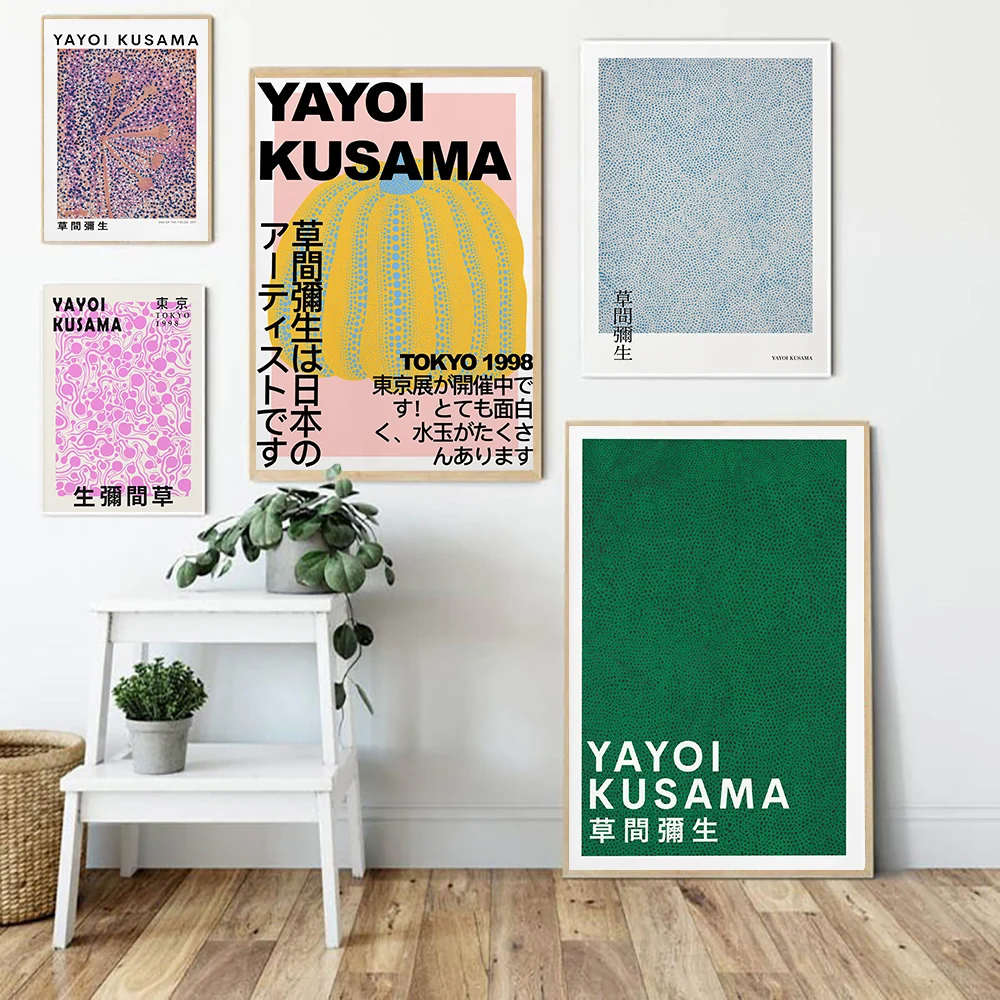 

Yayoi Kusama Artwork Exhibition Posters and Prints Gallery Wall Art Pictures Museum Canvas Painting For Living Room Home Decor