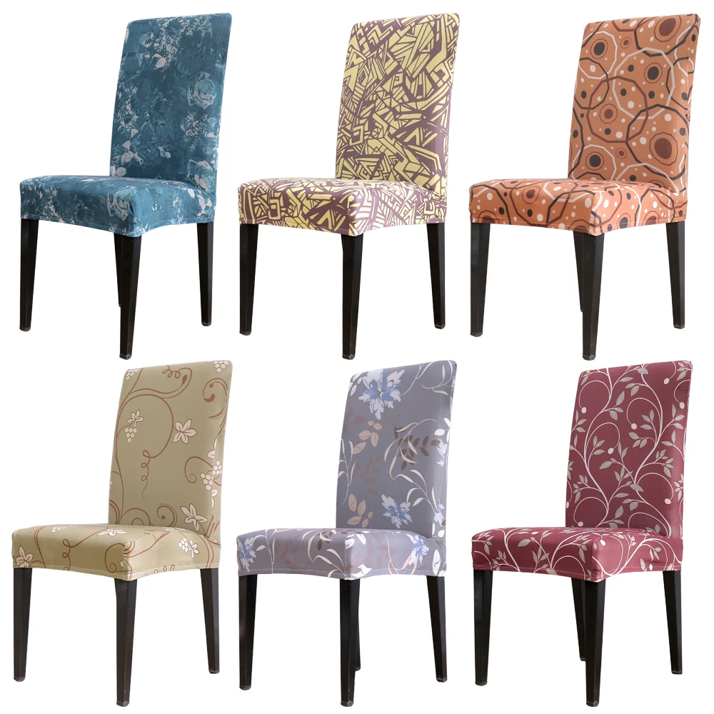 Новые эластичные съемные чехлы на стулья с цветочным принтом из спандекса для
