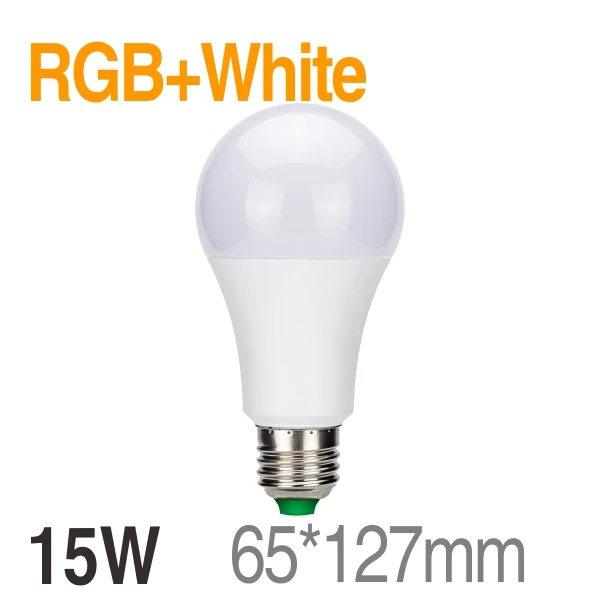 15W RGB White Светодиодный RGB лампа 5 Вт 10 Вт 15 Вт E27 AC85-265V светодиодный светильник 16 изменяемый цвет RGB светодиодный светильник с функцией памяти+ ИК-пульт дистанционного управления - Испускаемый цвет: 15W RGB White