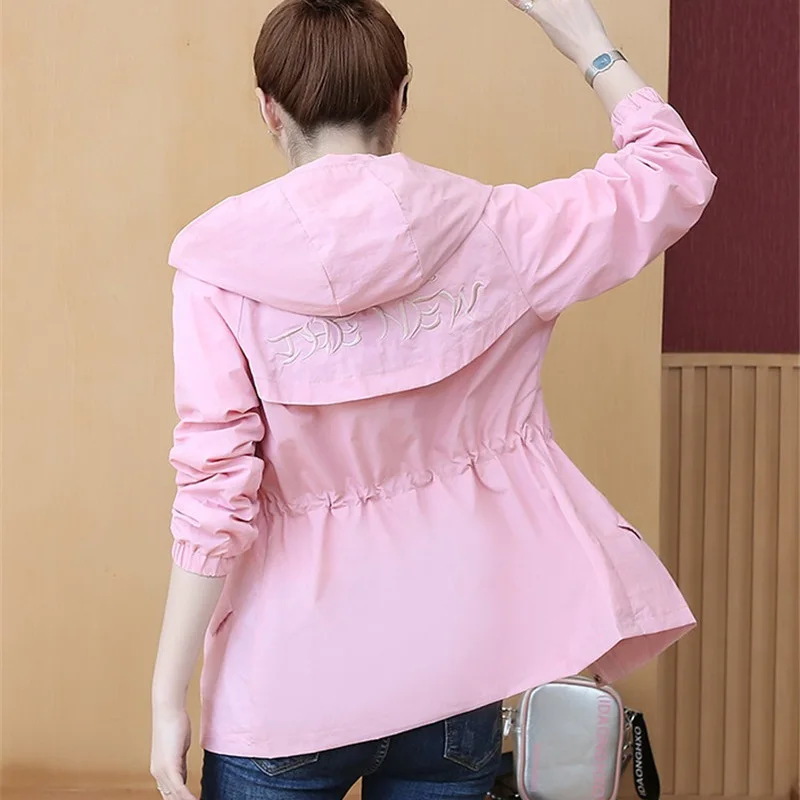 

2020 New Women Jackets Spring Autumn Hooded Coats Long Sleeve Female Windbreaker Pocket Zipper Jacket Outwears Plus Size P661