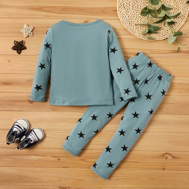 New Baby Girl Clothes 2 Pcs Set Cotton Lovely Cartoon Dinosaur Star Long Sleeve Tops+trousers Comfortable Home Baby Pajamas 1-4Y