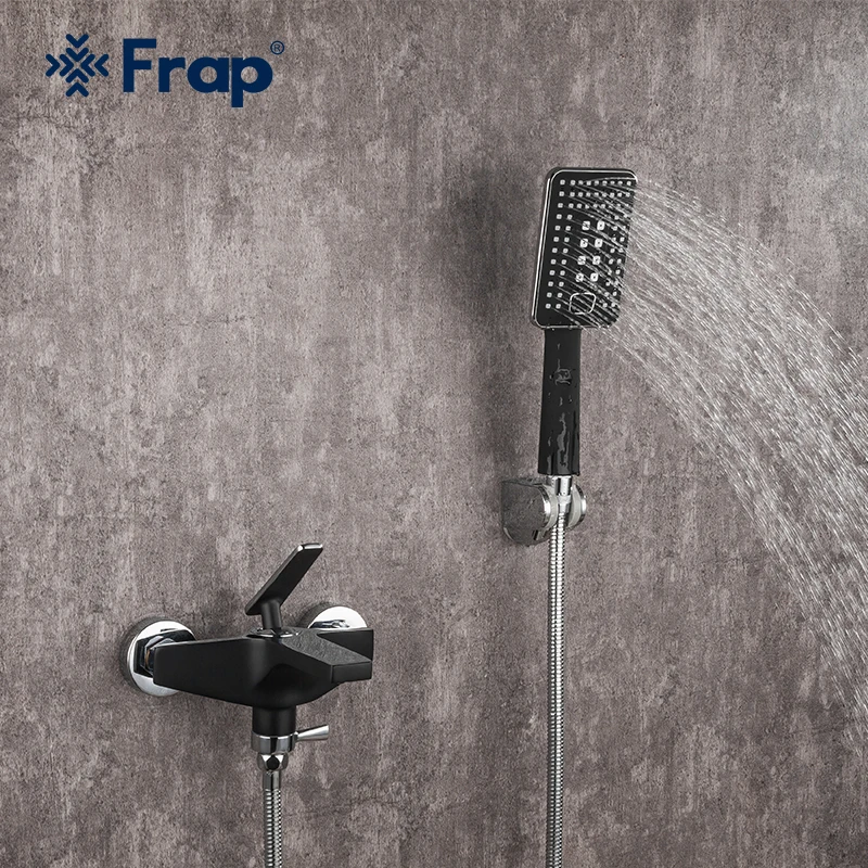 

Frap New Black Brass Bathroom Shower set Wall Mounted Shower Faucet bath bathtub water mixer tap hot and cold water F3257
