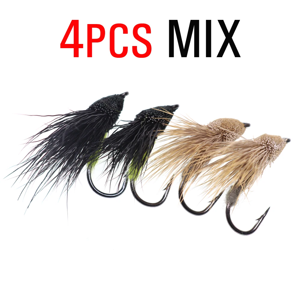 MIX 4pcs ICERIO 4 шт. крючок для завязывания мух Цикада волосы оленя Кузнечик сухие мухи форель бас Рыбалка муха плавающая приманка приманки - Цвет: MIX 4pcs