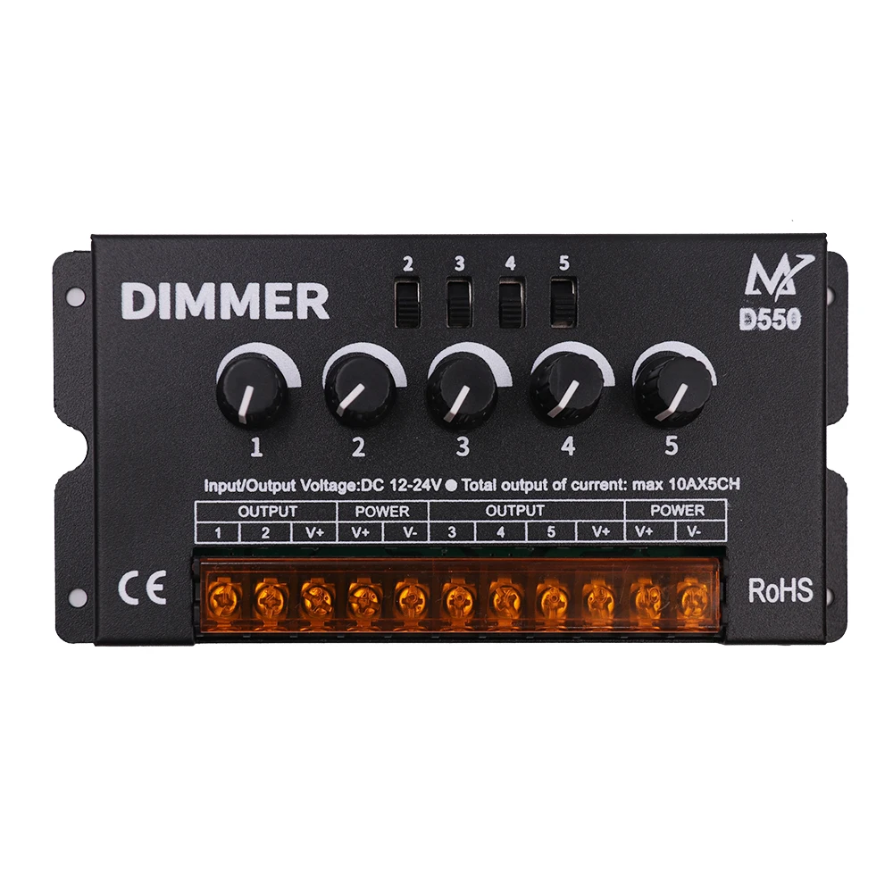 DC12-24V LED Strip 5 Circuits Single Color Dimmer 50A 10Ax5CH High Speed Amplifier Controller for Led lights | Лампы и освещение