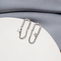925 silver needle long chain tassel five pointed star zircon earrings simple personality cold style girl earrings