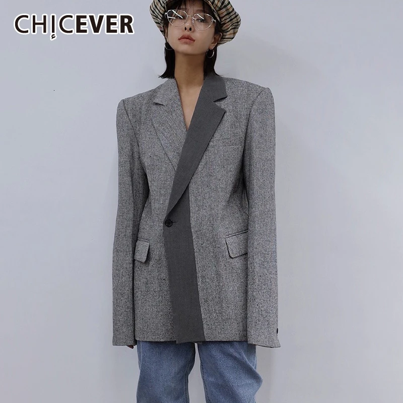 CHICEVER корейский стиль лоскутные женские блейзеры популярного цвета с длинным