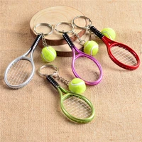 tennis racket tennis ball keyring sports fan jewelry mini tennis key chain tennis racquet keychain with tennis ball 29cm kl3f