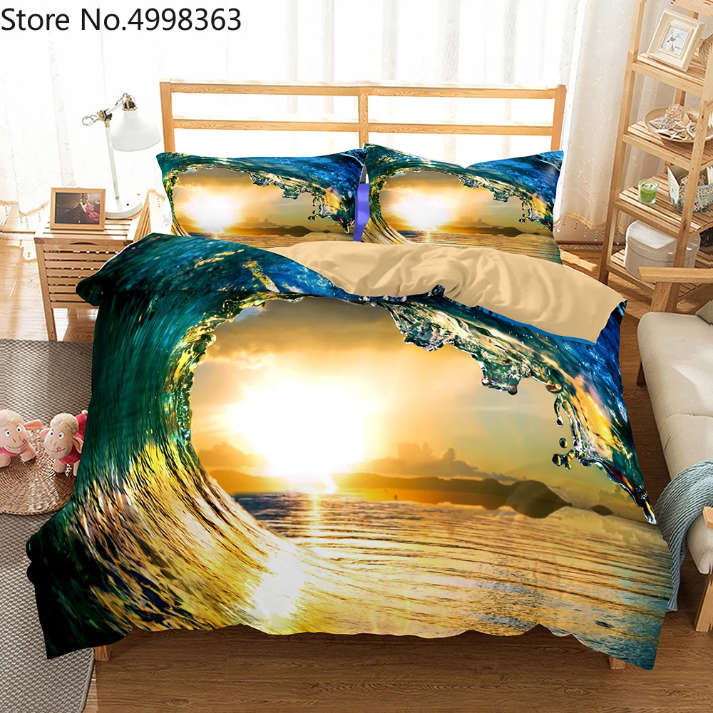 2/3 шт тропический пляж волны серфинга постельные принадлежности набор