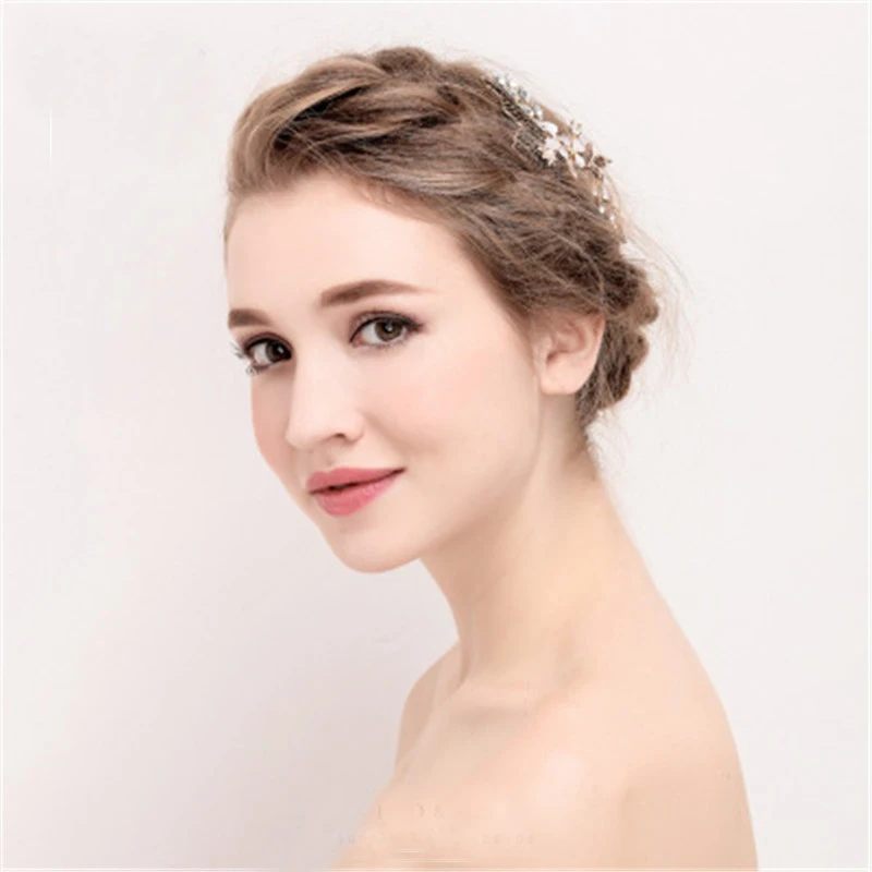 Hollowing out Leaf Bridal Hair Comb For Bride Handmade Wedding Jewelry Accessories Party Headdress Flower Combs women Charms | Свадьбы и