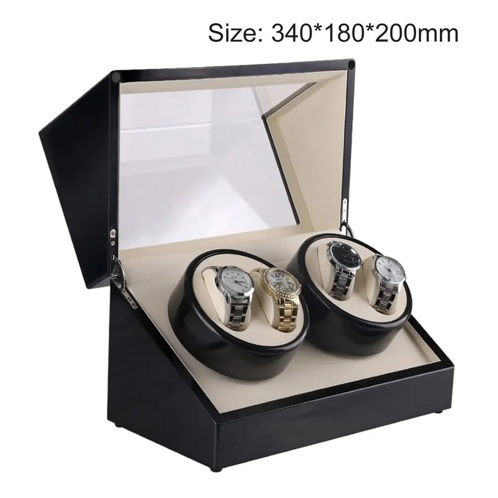 

Auto Wooden Watch Winder Shaker Watch Storage Box Winder Case Transparent Cover Wristwatch Box Single/Double Head Motor US Plug