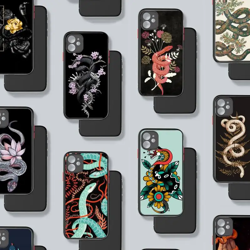 

Hand Snake Phone Case Matte Transparent for iPhone 7 8 11 12 s mini pro X XS XR MAX Plus coque funda cover
