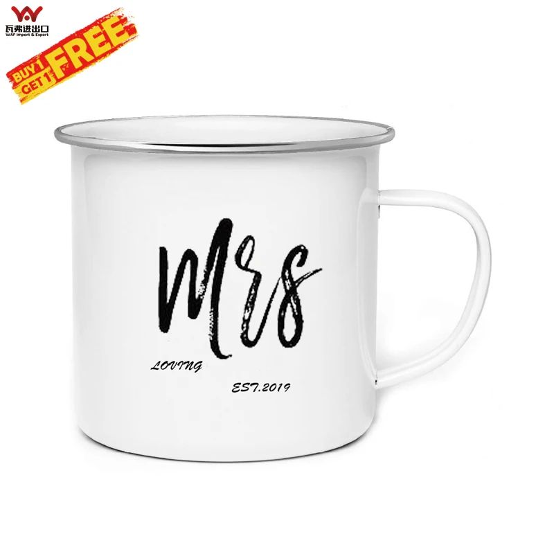 WAF Mr And Mrs кружки Кемпинг чашка Оловянная эмалированная Кружка свадьба невеста
