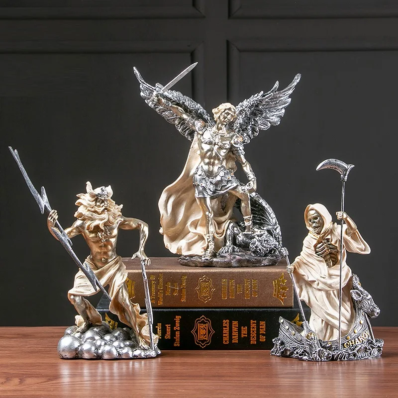 Древний греческий миф скульптура персонажа смерти статуя смолы Art&Craft рабочего стола Ретро Poseidon статуэтки Zeus украшения дома R2755