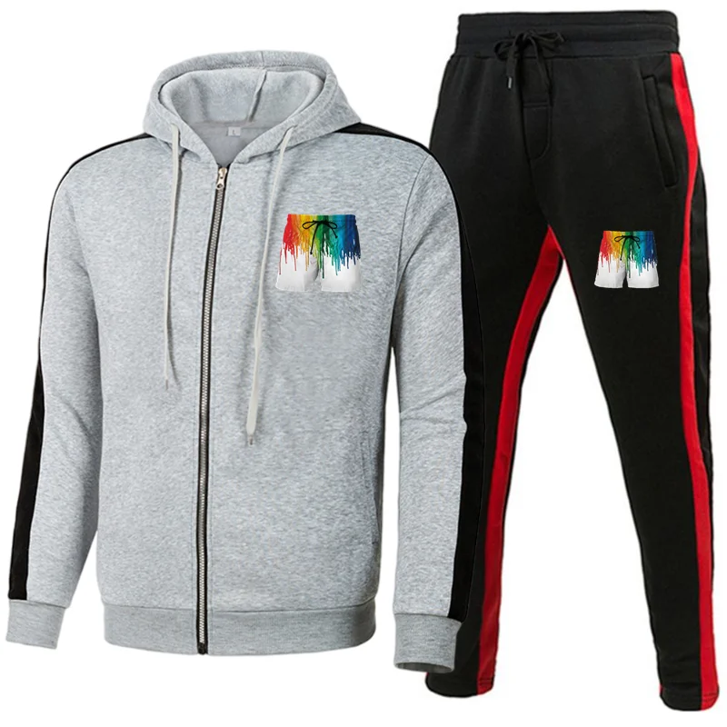 

Winter Men's Tracksuit 2 Pieces Set Hoodies+Pants Sport Suits for Men Sweatshirt Zipper Hoodies Men's Clothing Sets Sportswear