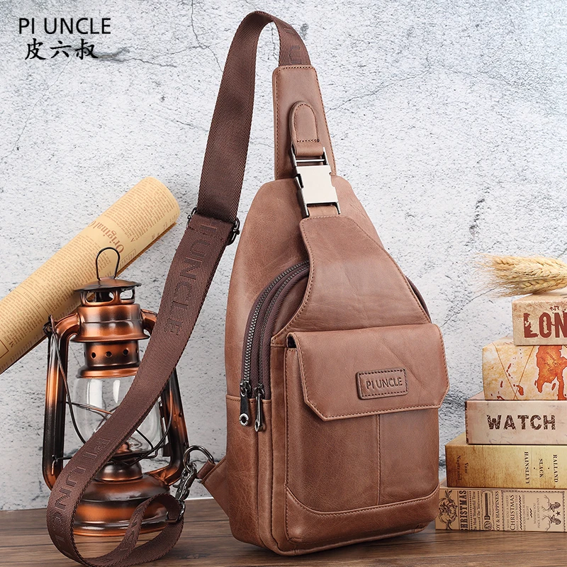 Высококачественная Мужская сумка через плечо из натуральной кожи большая