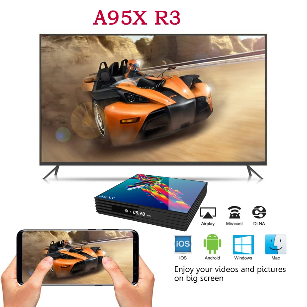 A95X R3 Смарт ТВ приставка Android 9,0 ТВ приставка 4K 3D Мини ТВ приставка 2 ГБ 4 ГБ 32 ГБ 64 Гб четырехъядерный медиаплеер PK X96 HK1 Max мини IP tv
