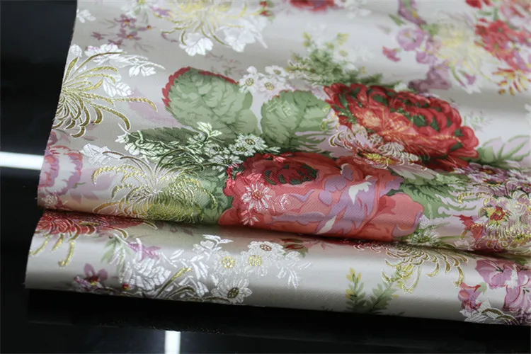 CF213 1 ярд фиолетовый пион китайский свадебное платье невесты ткань Cheongsam ткань фестиваль жаккардовые парчи DIY Ткань для шитья