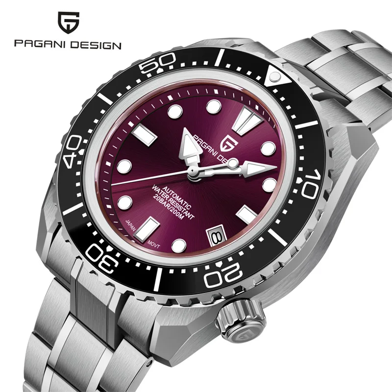 

Часы наручные PAGANI DESIGN NH35 Мужские автоматические, спортивные роскошные механические светящиеся с сапфировым стеклом, Водонепроницаемость 200 м