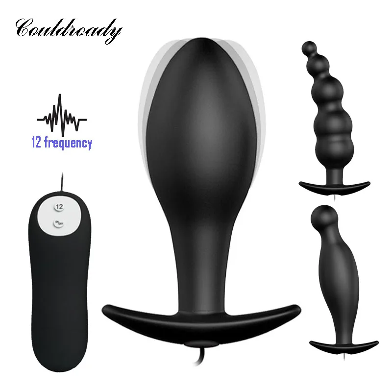 Черная Анальная пробка Анальный вибратор для мужчин Мужской мастурбатор 12