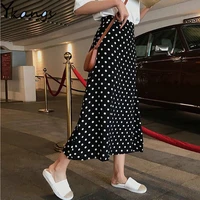 women summer plus size s 3xl skirt korean vintage polka dot slim high waist a line midi skirt female black white red streetwear