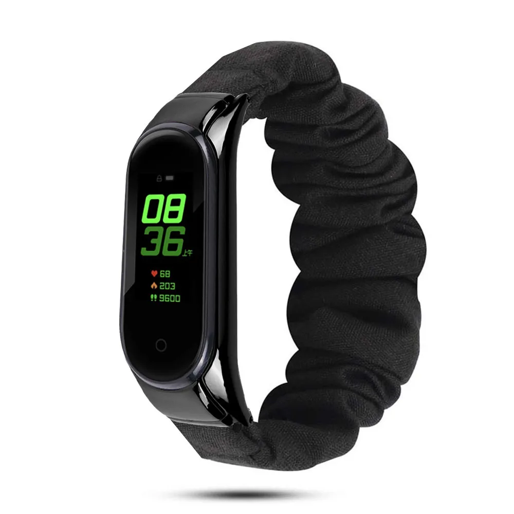 New Replaceable Bracelet Correa Wristband Breathable Straps Scrunchies Elastic Strap for Xiaomi Mi Band Miband 6 5 4 Women Gril