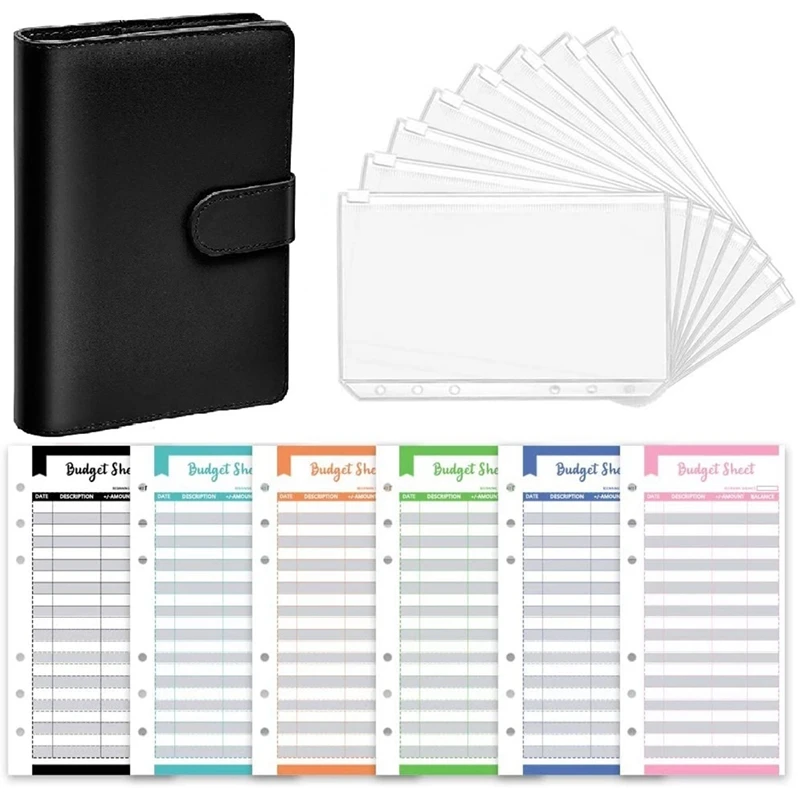 

A6 из искусственной кожи кольцевая Обложка для планировщика купюр, водонепроницаемая система бюджетных конвертов для наличных