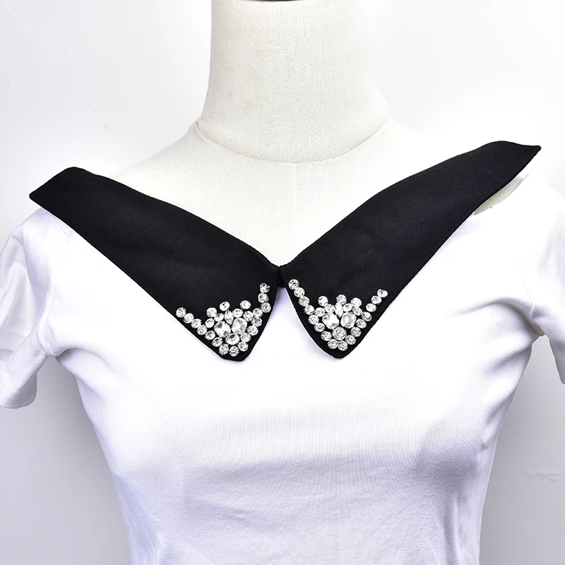 Новый черный воротник с прозрачными кристаллами Стразы стеклянная деталь Сделай
