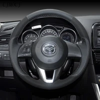 vogue interior hand sewing leather steering wheel cover fit for mazda 36 m5 cx 5 xingcheng cx 4 atenza interior car accessories