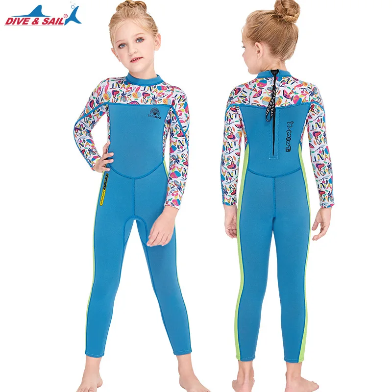 

Neoprene Kids Wetsuit for Boys Girls 2.5MM One Piece Full Body Long Sleeve Swimsuit, Keep Warm for Scuba Diving Snorkeling Swim