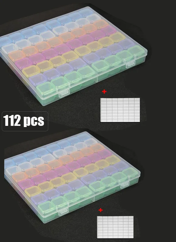 112box stickers 56/28 слотов алмазные аксессуары для рисования коробка, алмазная картина 5d держатель для хранения, broderie Диамант, чехол для вышивки крестом Швейные Инструменты - Цвет: 112box stickers