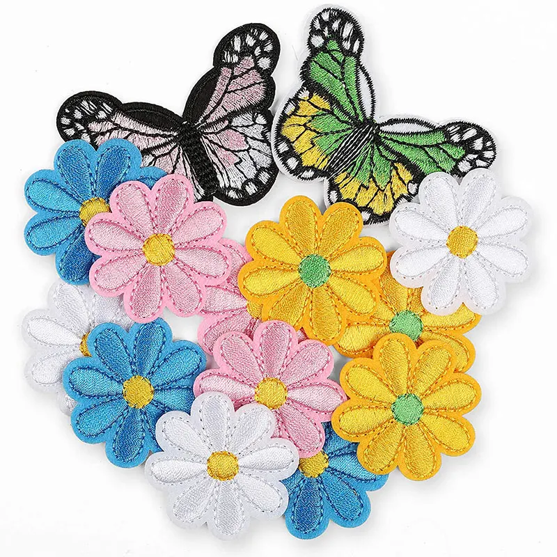 

Butterfly Flower Embroidered Patches for Clothing Thermoadhesive Badges Patch Thermal Stickers for Fabric Clothes Sew Appliques